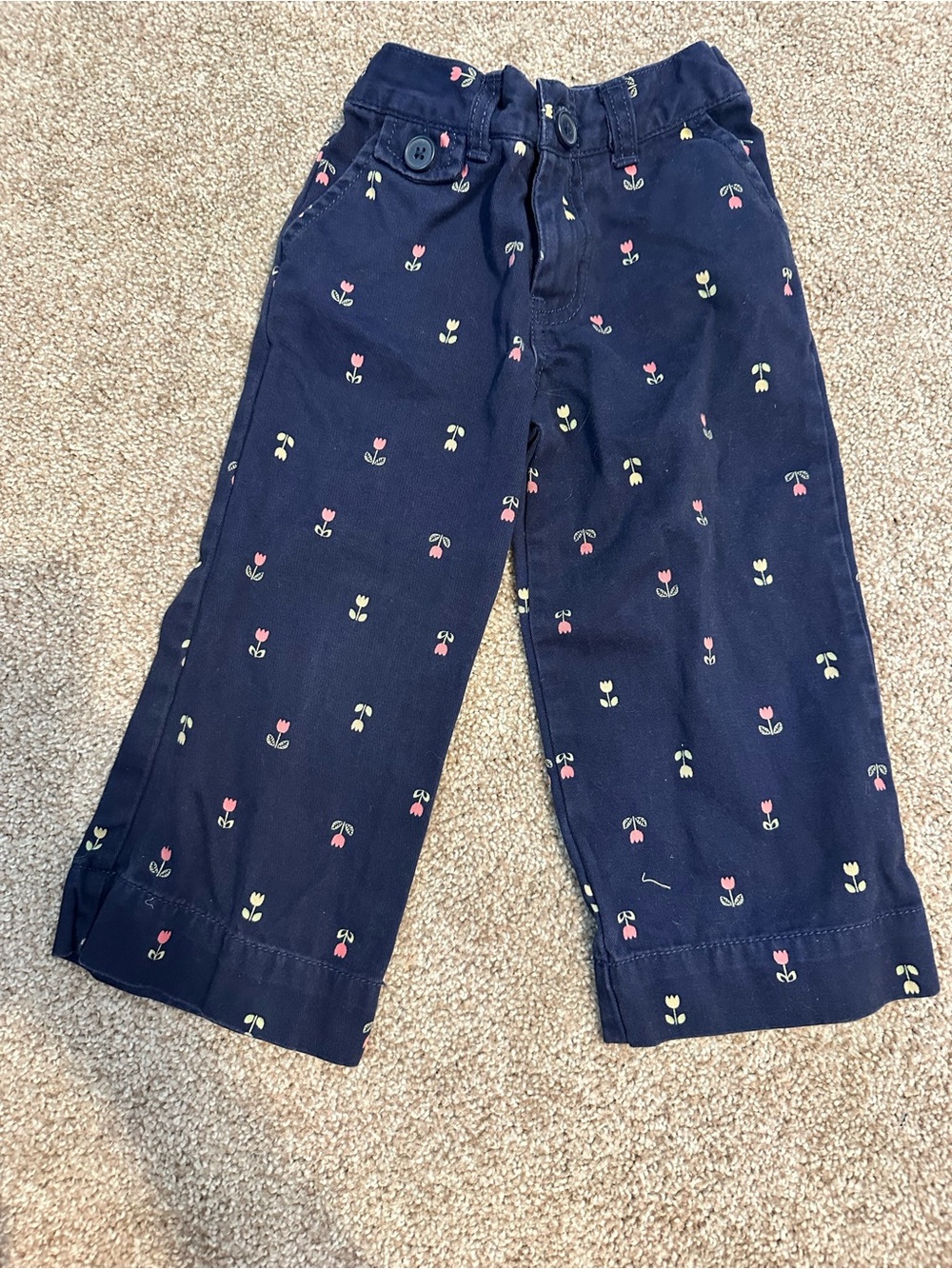 Vintage Baby Navy Tulip Print Chinos